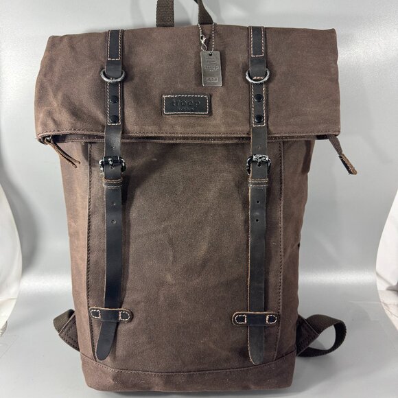 Troop London Heritage Canvas 15 Inch Laptop Backpack Brown